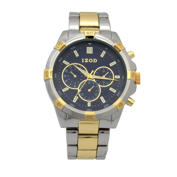 Izod Easy Read Gold and Silver Analog Metal Link Bracelet Watch
