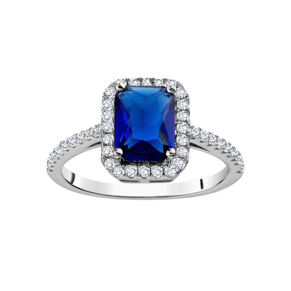 CZ and Sapphire Square ring