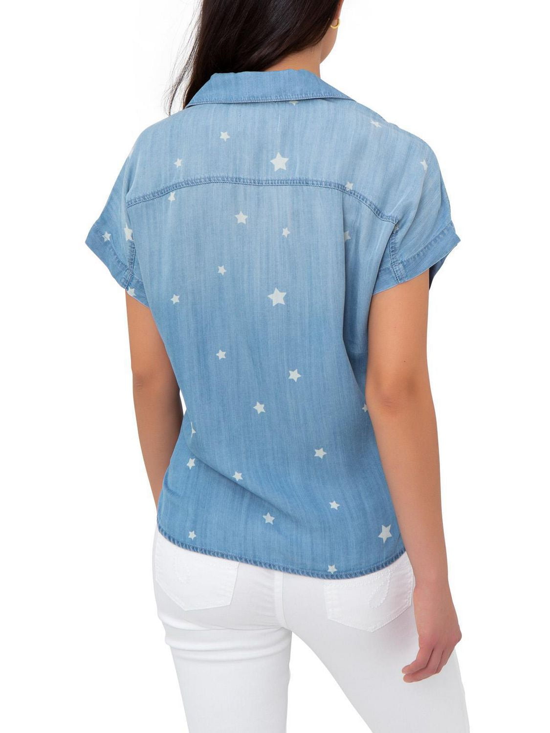 Jordache Women's Tie Front Camp Shirt