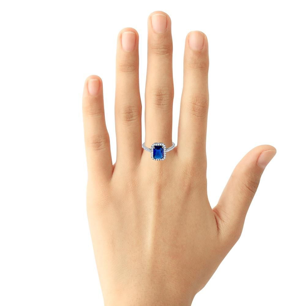 CZ and Sapphire Square ring