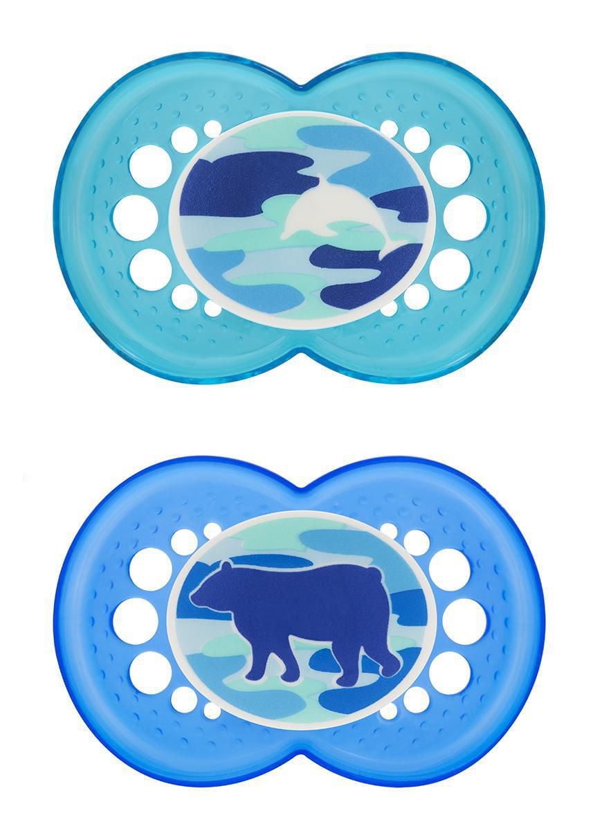 MAM Camo Pacifier (2 pack, 1 Sterilizing Pacifier Case), Pacifiers 16 Plus Months, Baby Boy