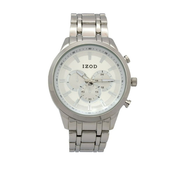 Izod Easy Read Analog Metal Link Bracelet Watch