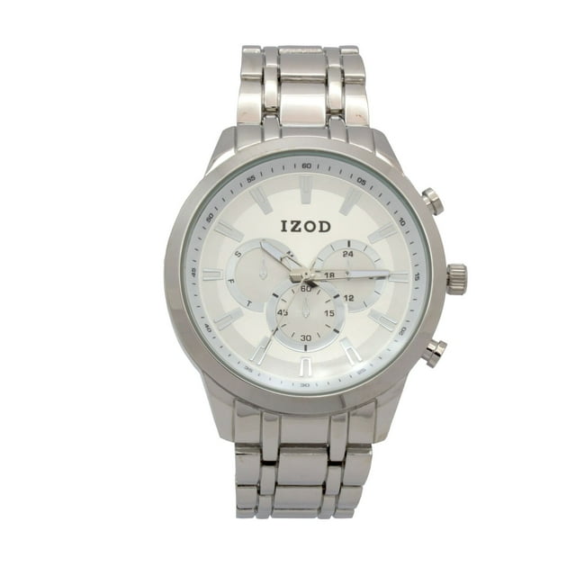 Izod Easy Read Analog Metal Link Bracelet Watch