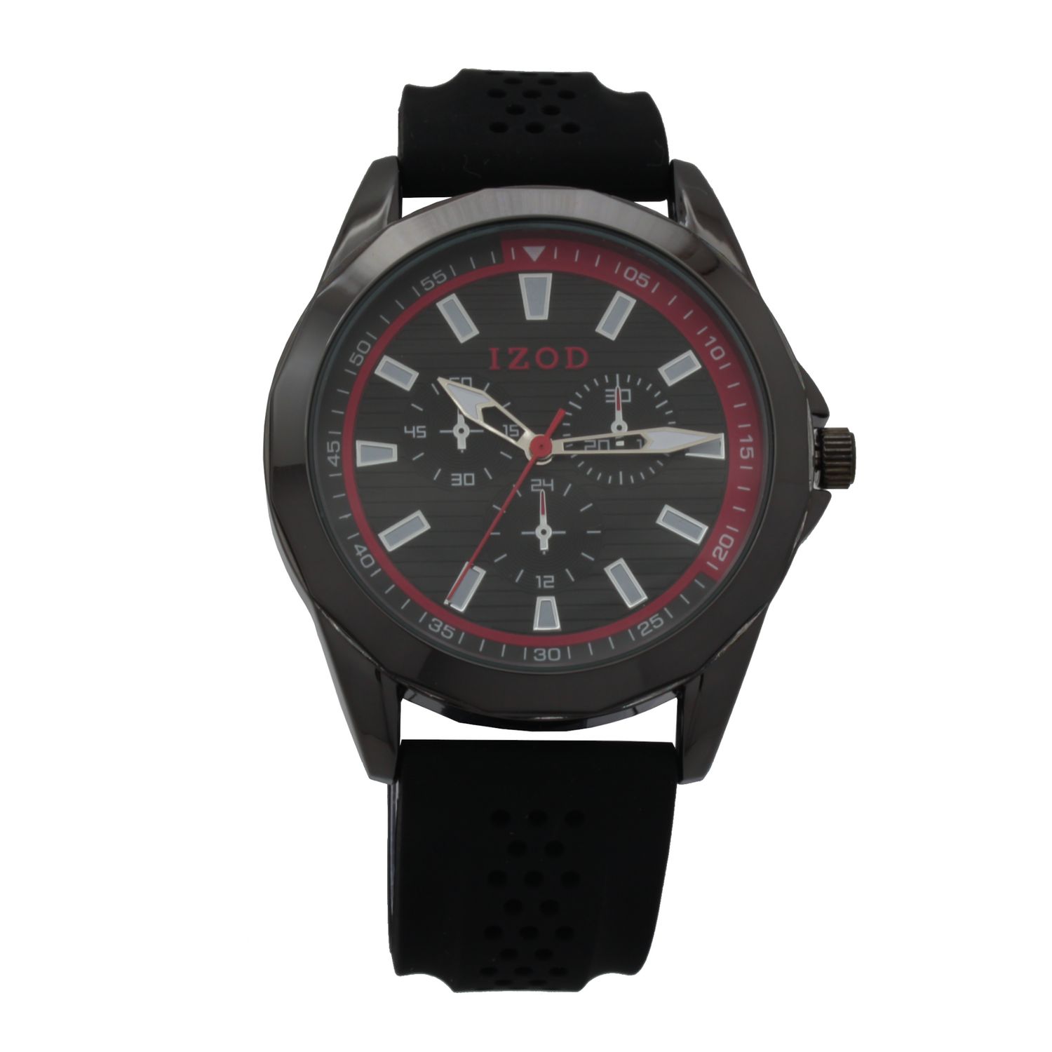 Izod Easy Read Analog black Rubber Strap Watch