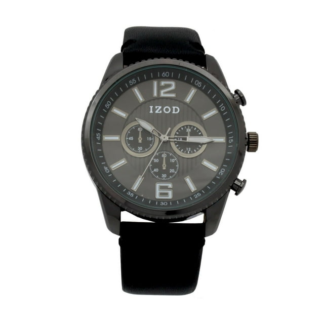 Izod Easy Read Analog black Leather Strap Watch