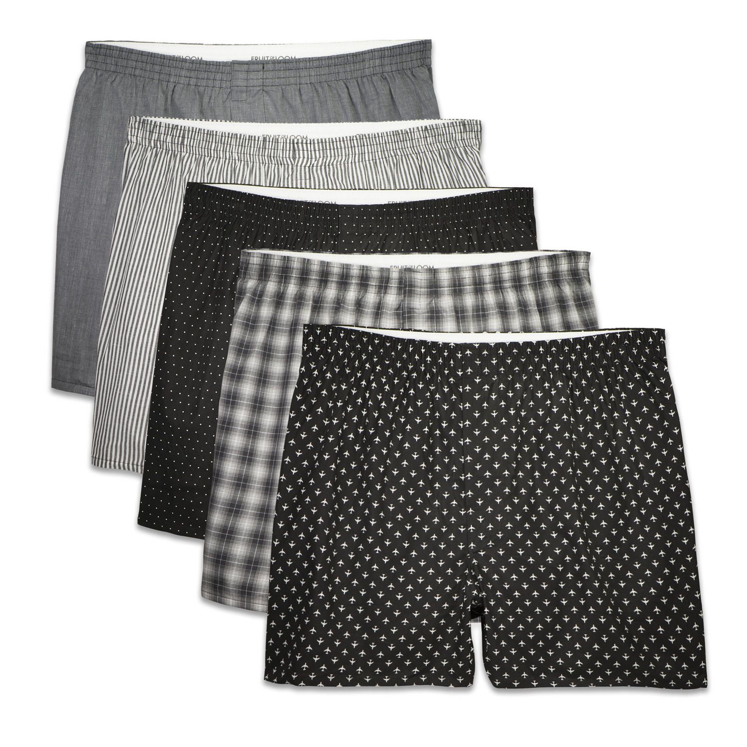 Fruit of the Loom Men's Prints & Stripes Boxer Shorts, 5-Pack 