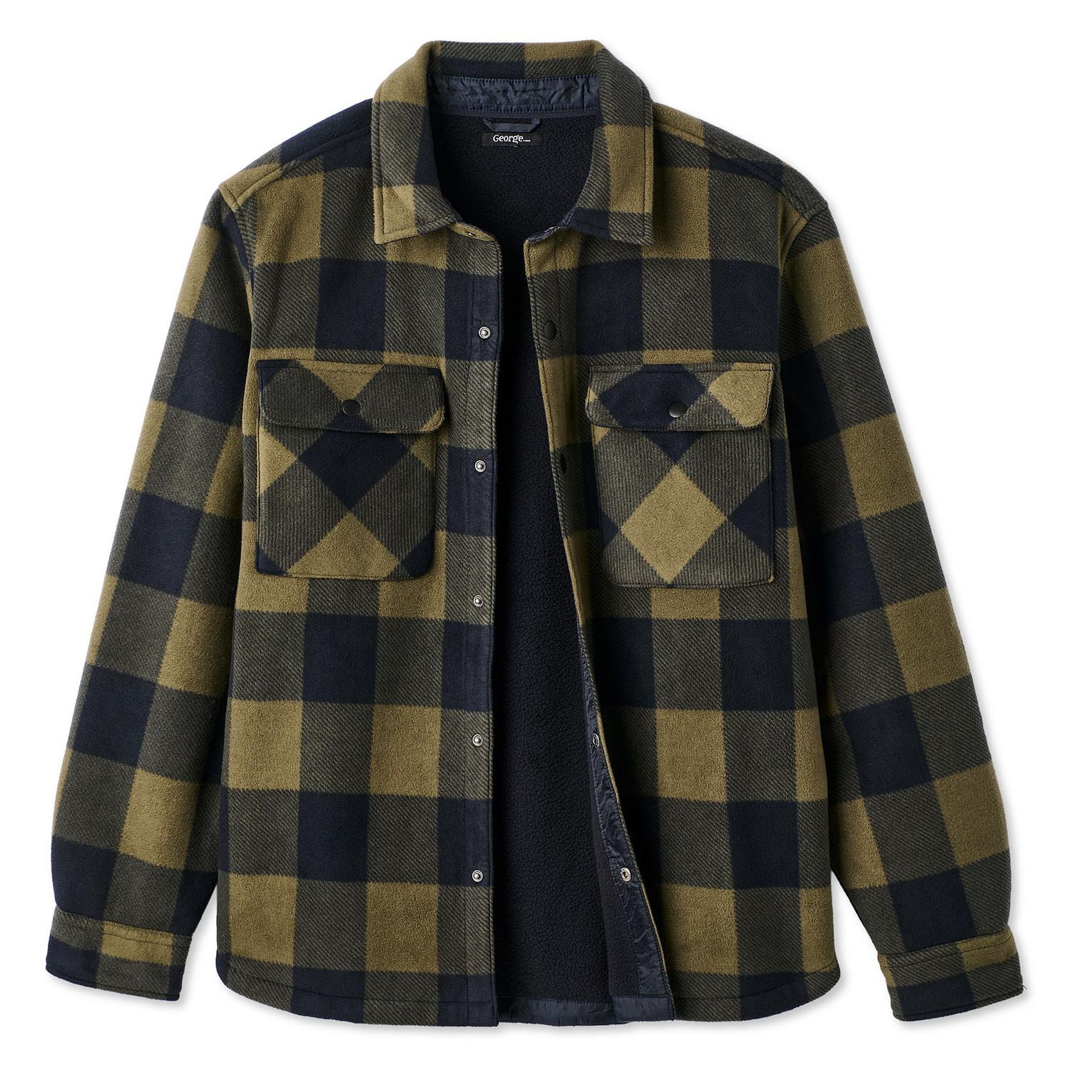 George Men's Teddy Fleece Lined Overshirt, Sizes S-2XL