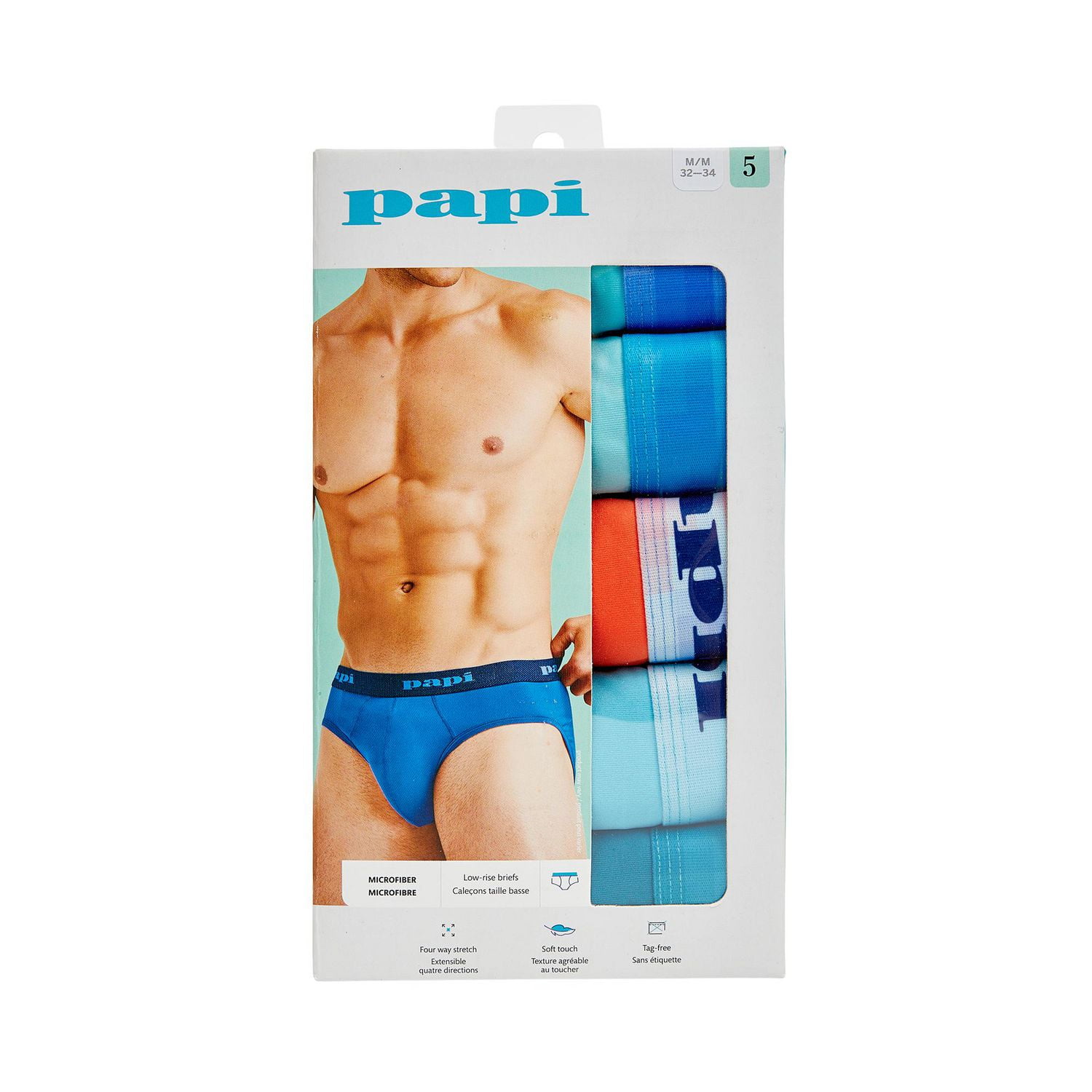 PAPI Men's Microfiber Low-Rise Briefs, Pack of 5