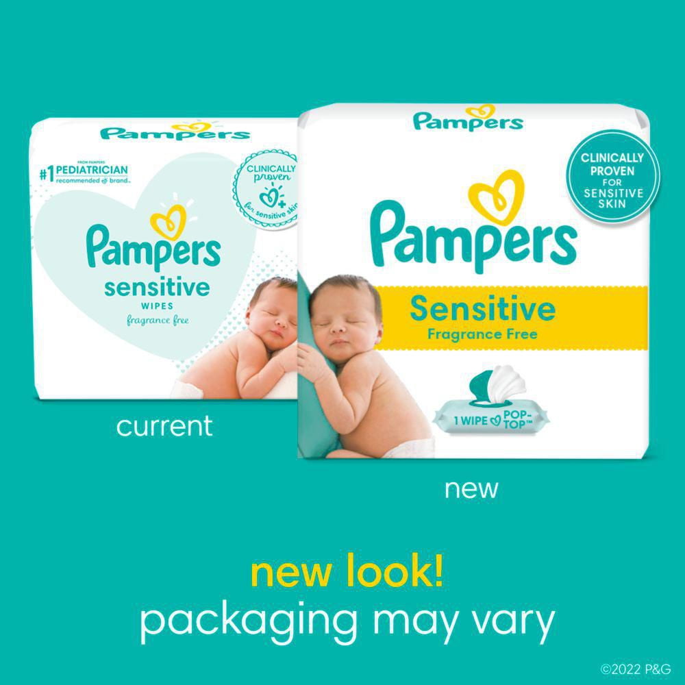 Pampers Baby Wipes Sensitive Perfume Free 1X Pop Top 56 Count