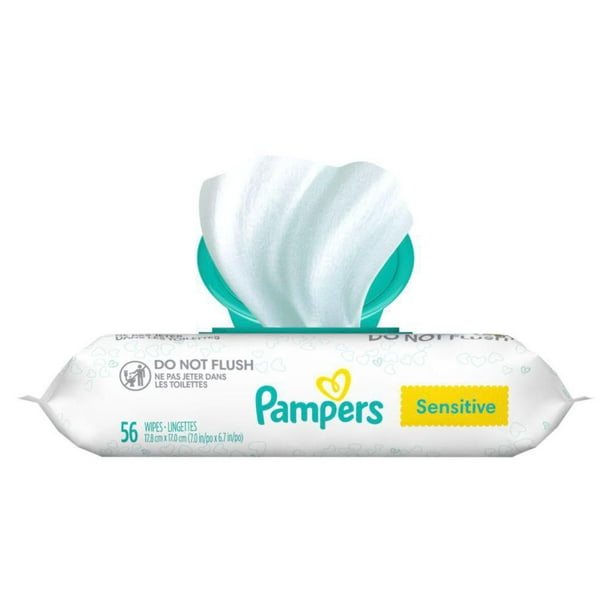 Pampers Lingettes pour bébés non parfumées Pampers Sensitive, 1X boîte  distributrice, 56 lingettes - 56 ea