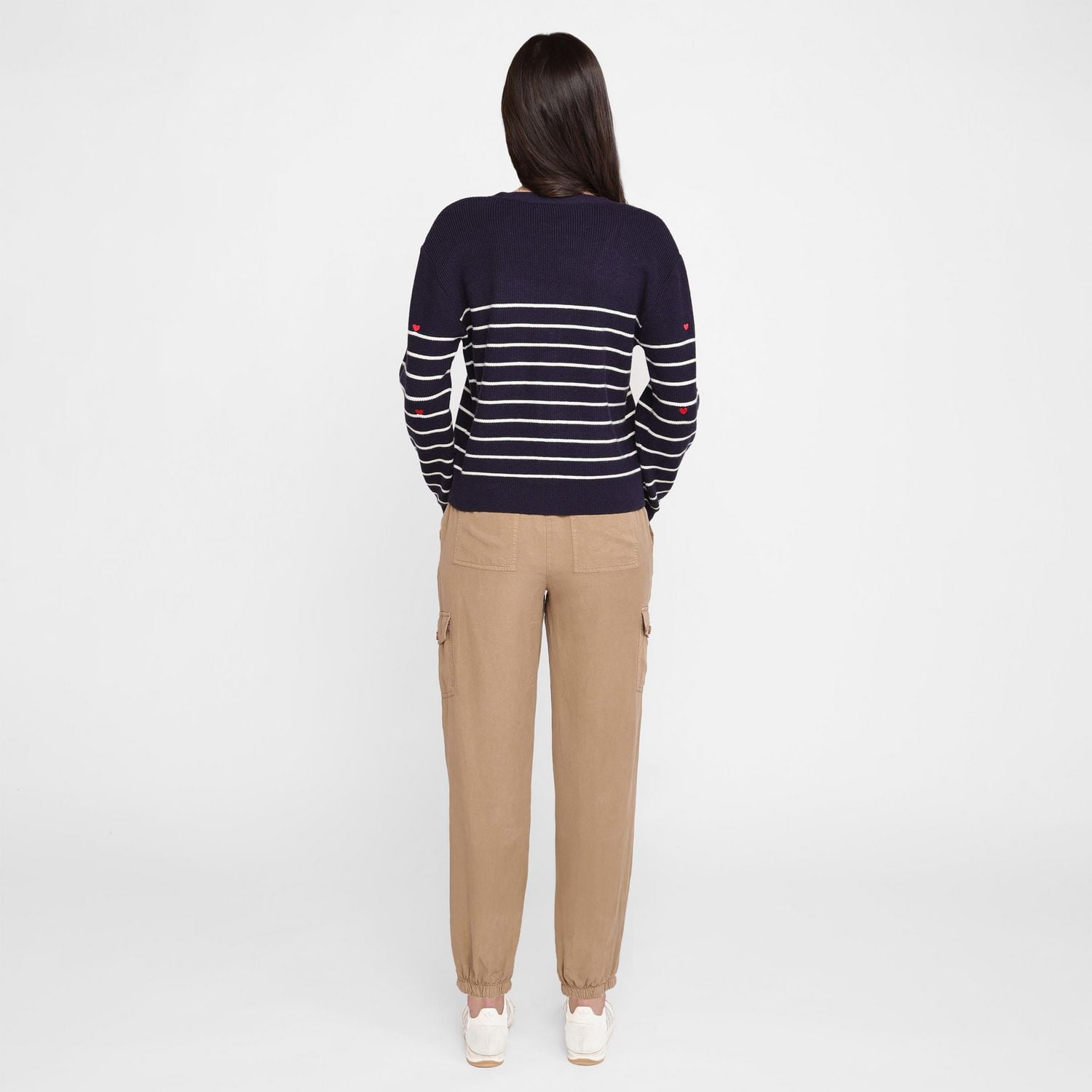 Devoted long sleeve striped cardigan with heart details