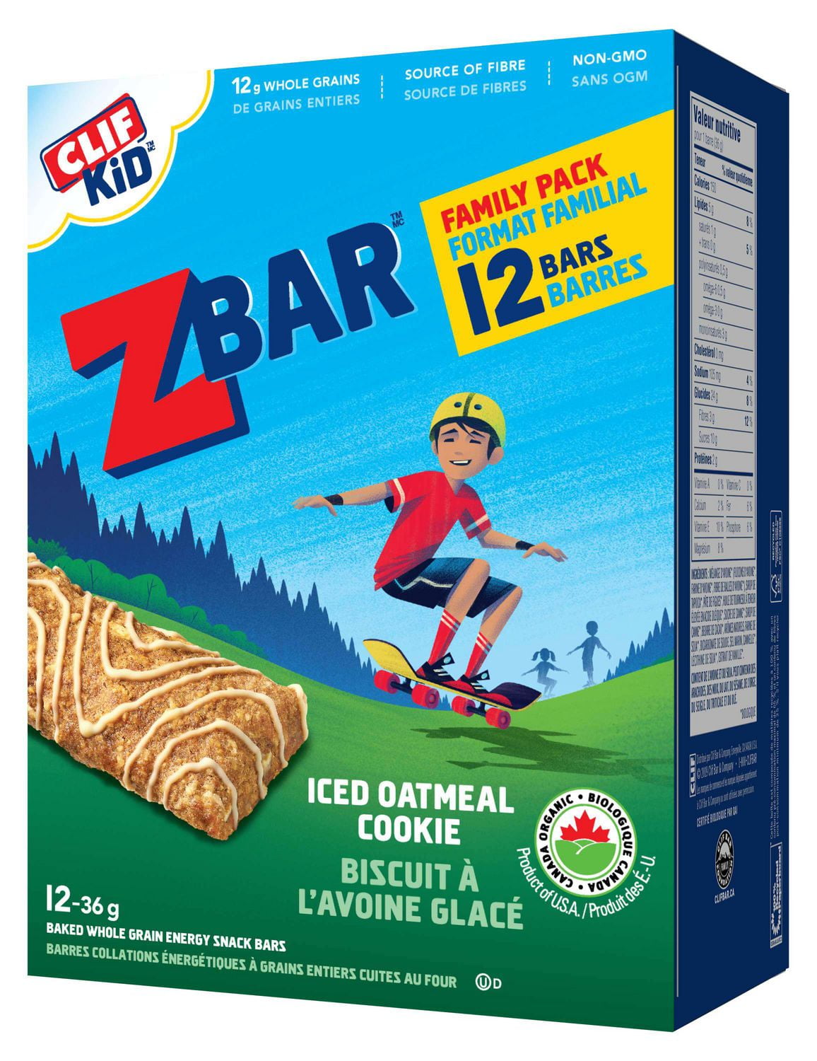 12ct Clif Kid Zbar Iced Oatmeal Cookie Organic Energy Bar Walmart Canada