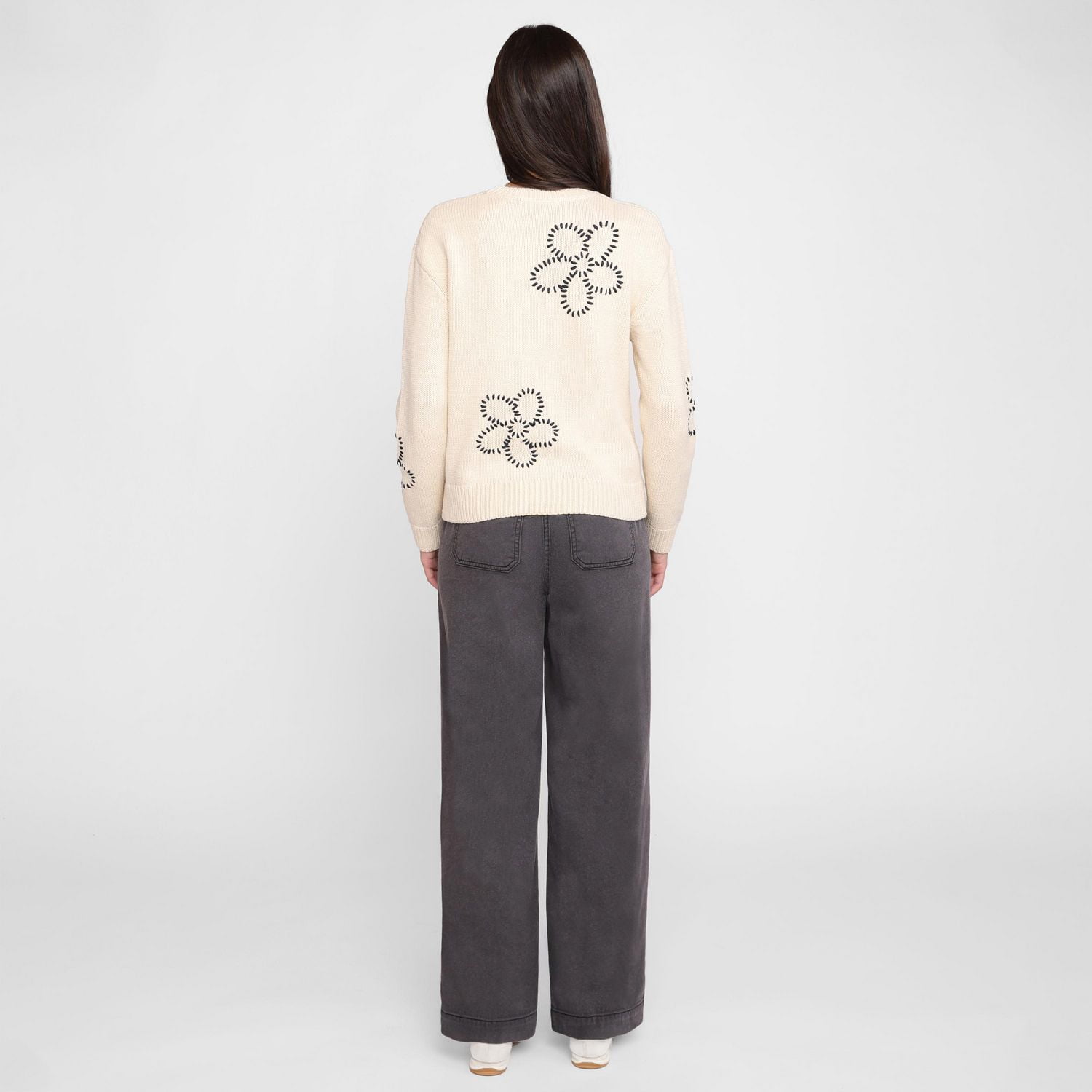 Devoted Pull à col rond brodé pour femme