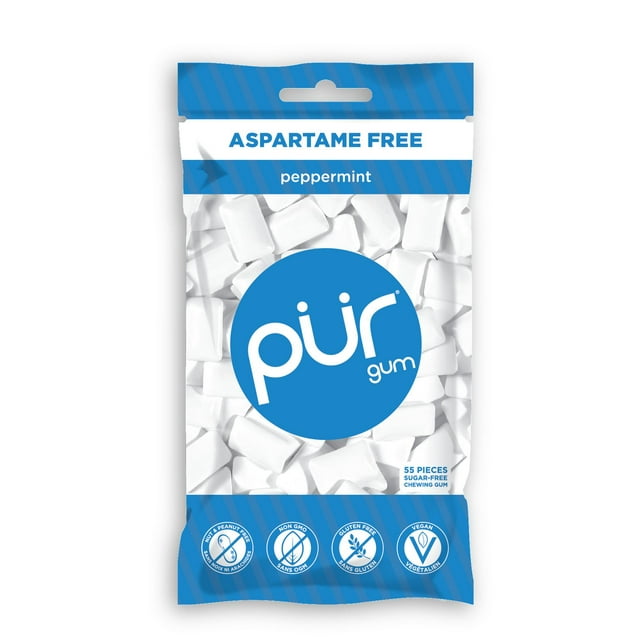 PUR Gum Sugar Free Chewing Gum with Xylitol - Natural Peppermint Flavour - 55 Pieces (Pack of 1)