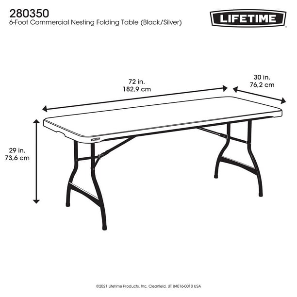 LIFETIME - Table pliable commerciale premium de 6 pieds, couleur