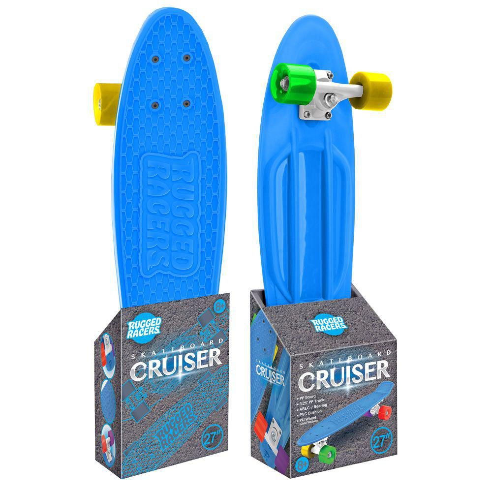 Rugged Racer 27 Inch Skateboard Cruiser Pennyboard, Light Blue