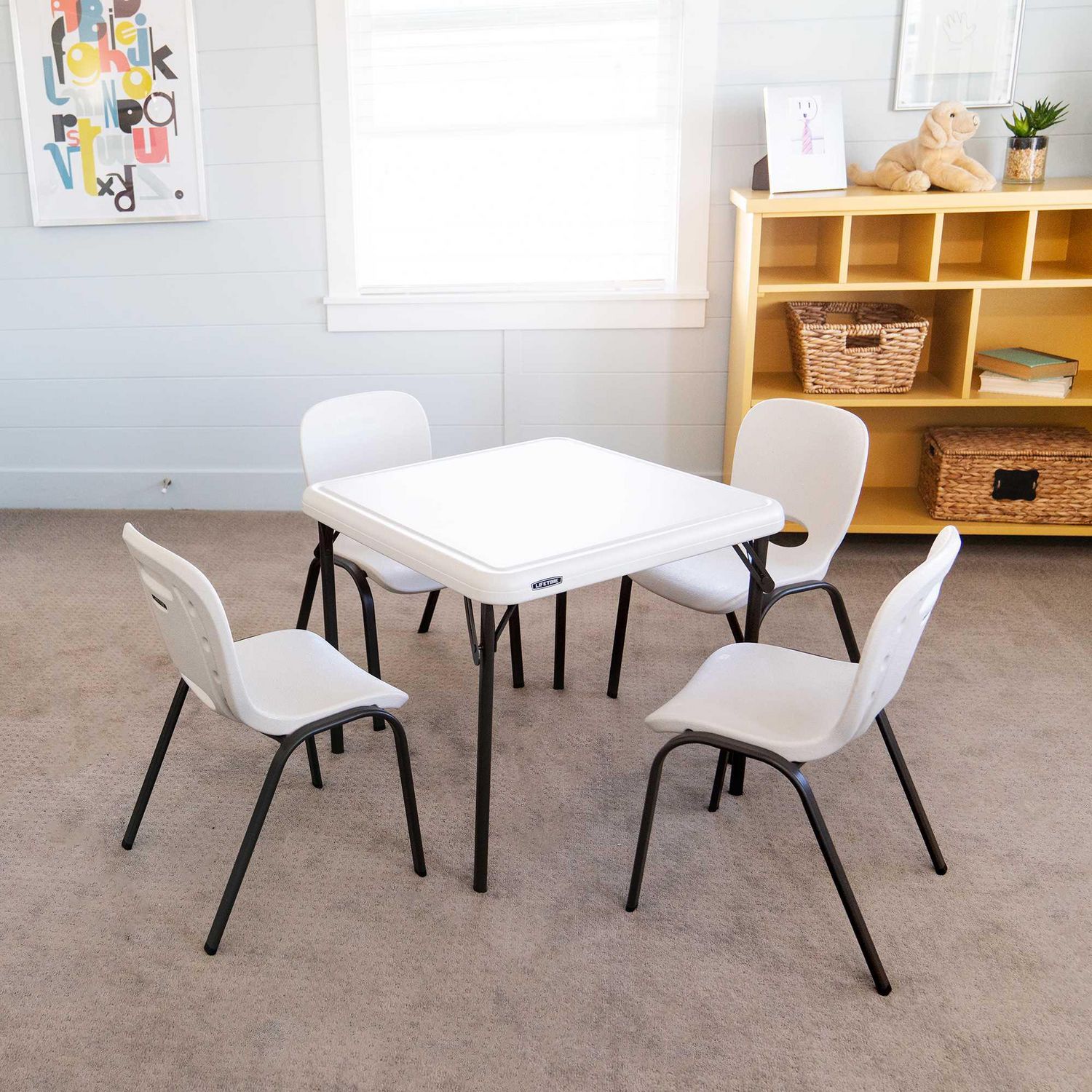 Kids folding shop table and chairs