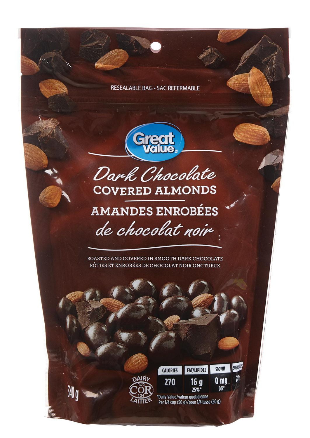 Great Value Dark Chocolate Covered Almonds Walmart Canada
