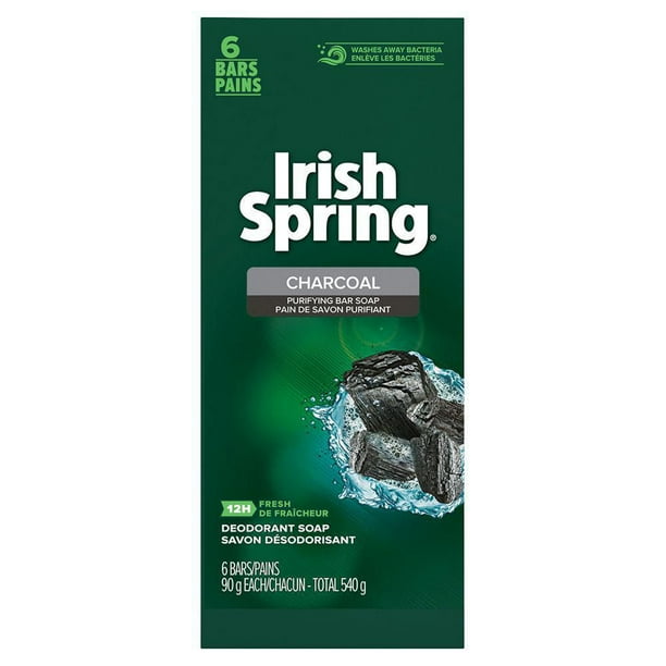 Irish Spring Charcoal Bar Soap, Body and Hand Soap Bar Washes Away