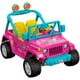 Jouet véhicule motorisé Jeep Wrangler Power Wheels à graphismes Barbie en rose et bleu – image 4 sur 9