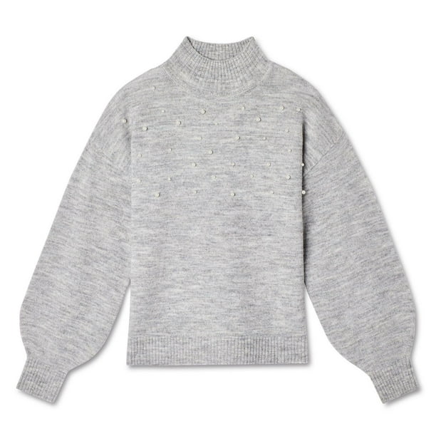 Womens Solid High Neck Sweater - M / GREY / SQW-FK-22989-GREY