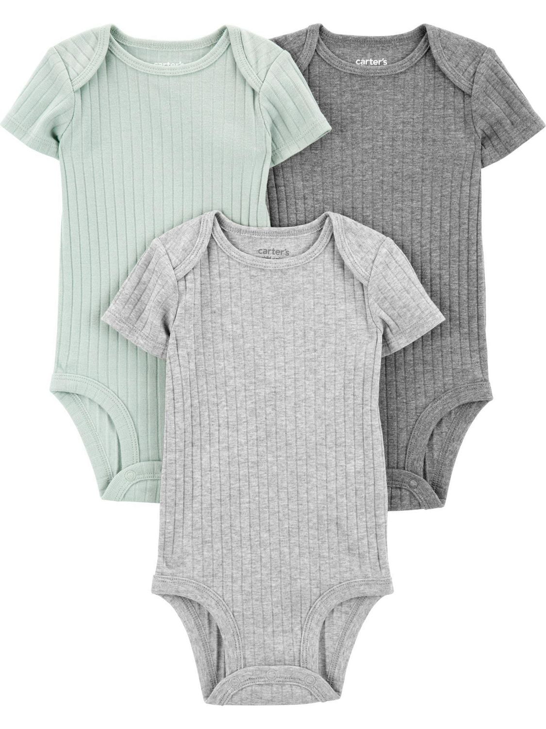 Carter's Child of Mine IN 3pk Bodysuits - Olive Neutral, NB-18M
