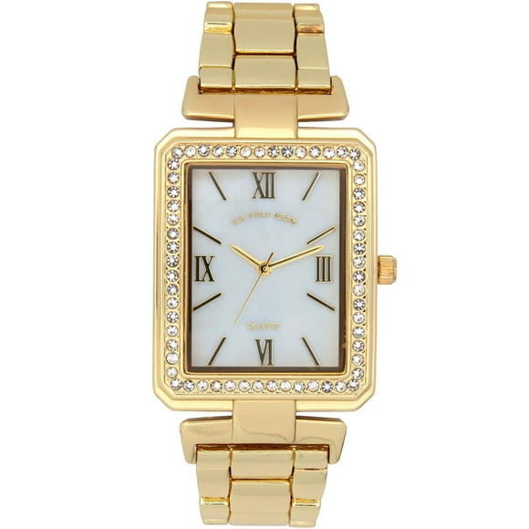 U.S. Polo Assn. Women’s Gold Rectangular Crystal Accent Watch