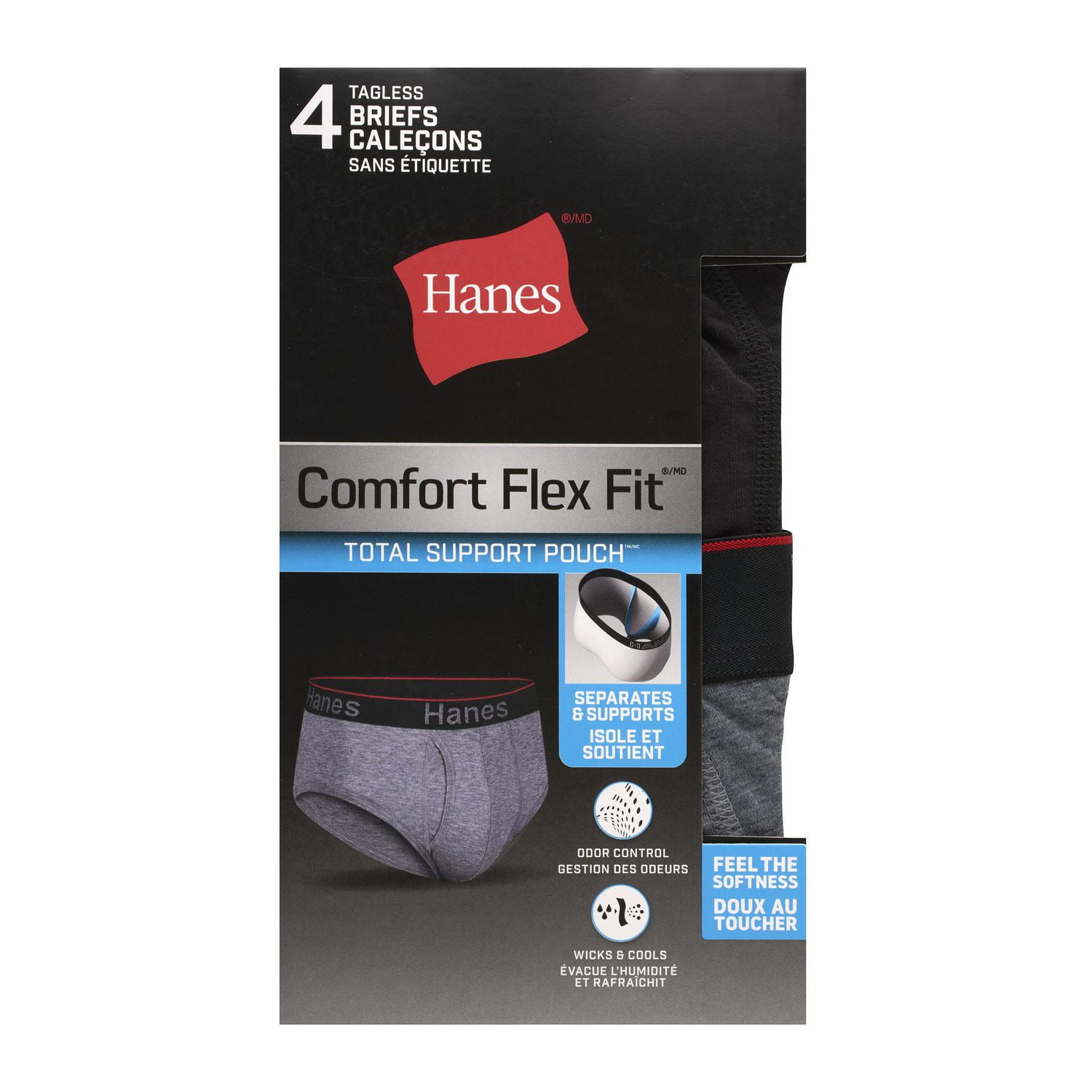 Hanes Mens Total Support Pouch Men's Briefs, Anti-Chaffing,  Moisture-Wicking Underwearm Odor Control, Pack of 4Briefs : :  Clothing, Shoes 