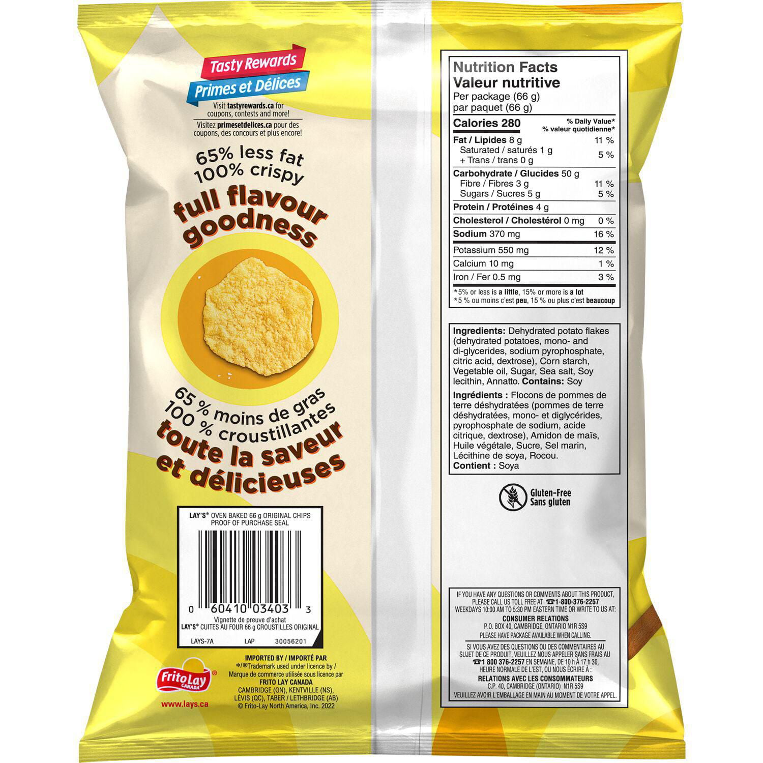 Lay's Oven Baked Original Potato Chips, 66g