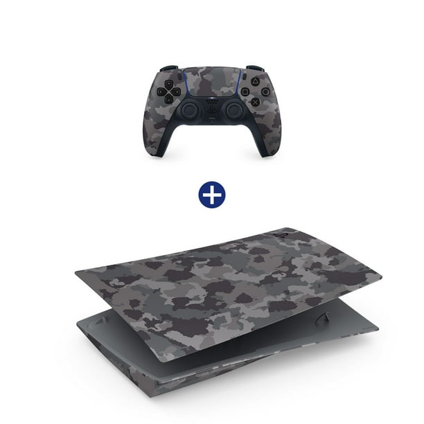Manette de jeu sans fil DualSense™ pour PlayStation®5 - Camouflage Gris  PLUS Couvercles pour console PS5™ – Camouflage Gris 