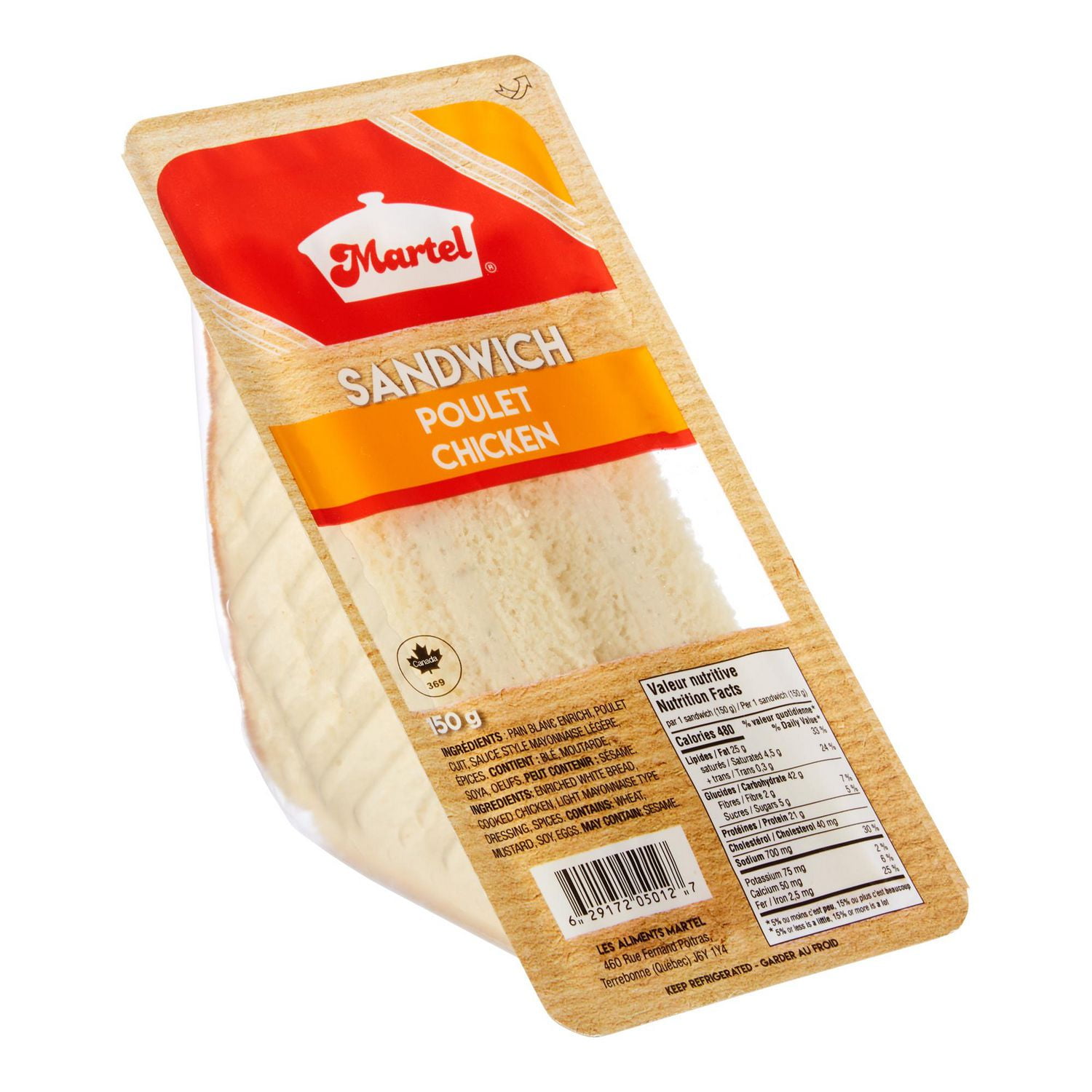 Sandwich à la salade de poulet Martel 150 g