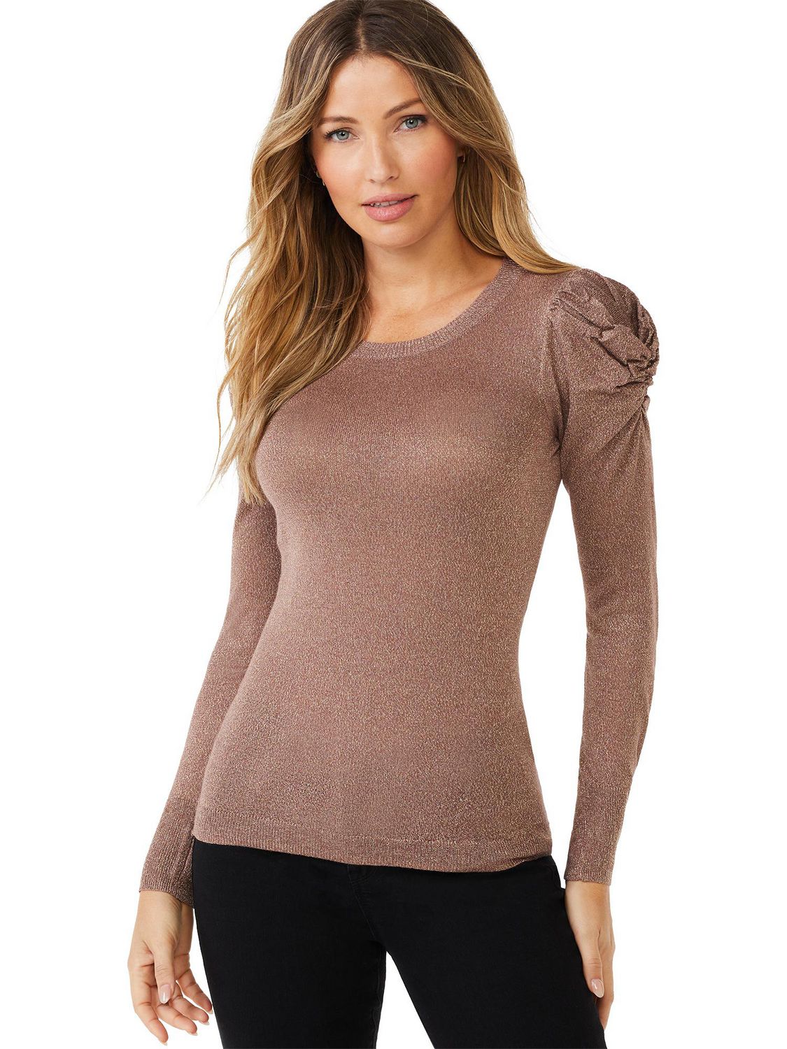 Sofia Jeans by Sofia Vergara Women's Gathered Sleeve Sweater 