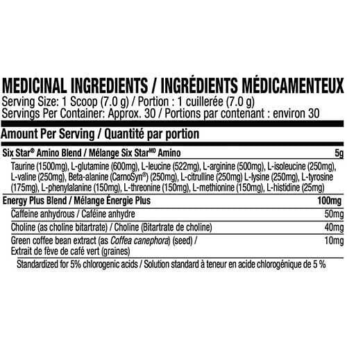 Six Star Amino Plus Energy, BCAA Powder & Energy, Fruit Punch (30