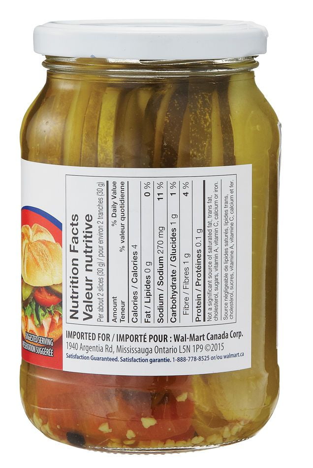 Cornichons tranchés de Great Value piquants et épicés pour sandwich