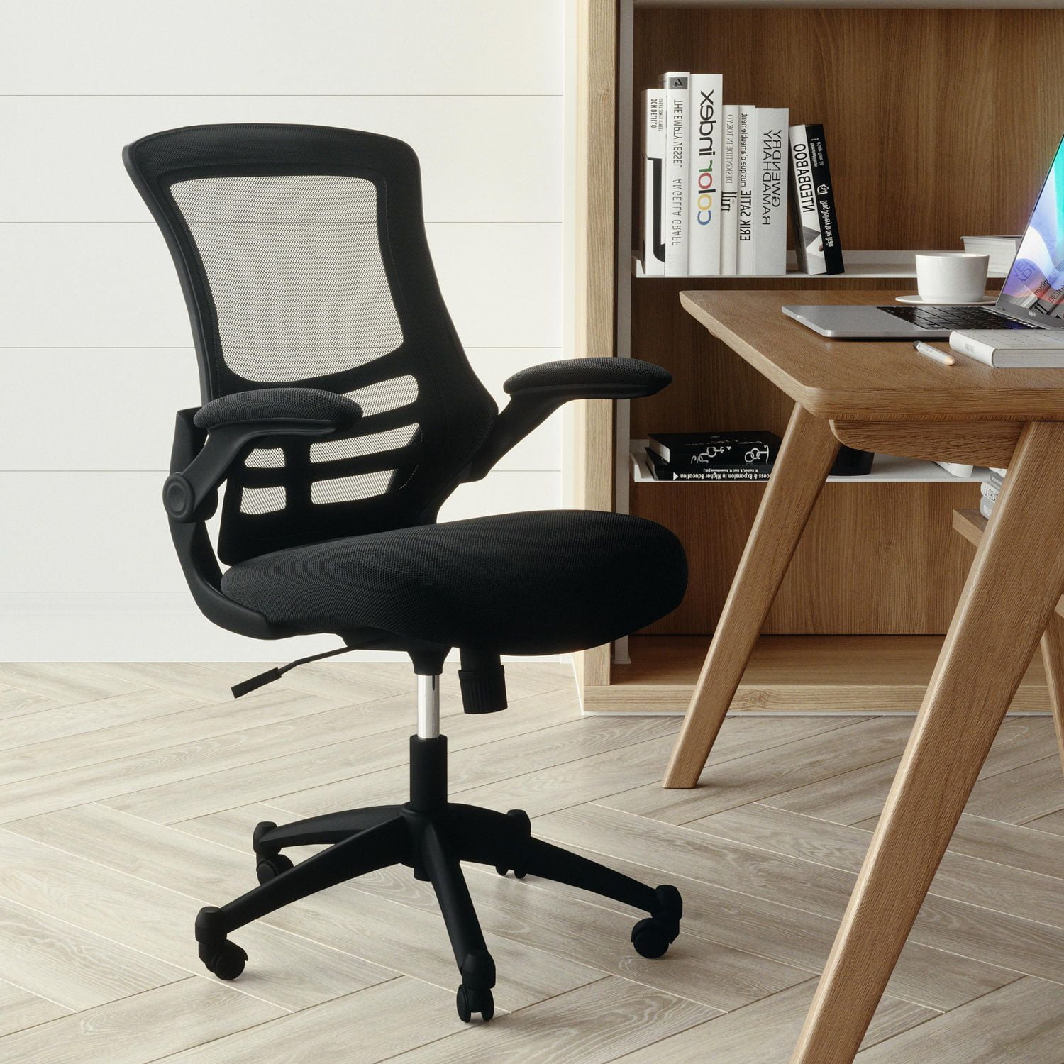 Flash Furniture Mid-Back Black Mesh Swivel Task Chair with Flip-Up