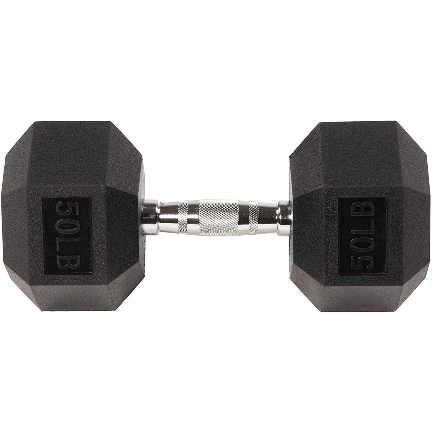 BalanceFrom Rubber Encased Hex Dumbbells 50 lbs Pair Black