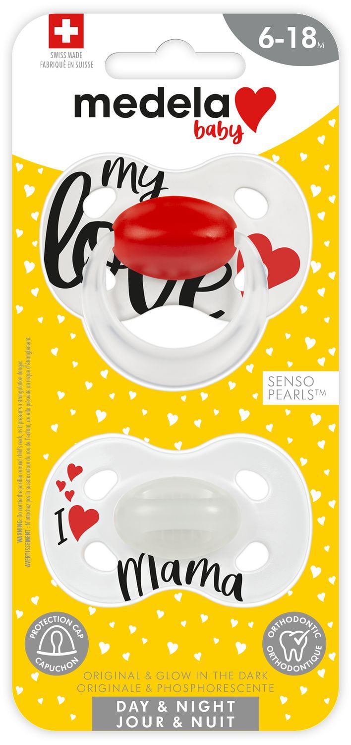 Medela Baby new DAY & NIGHT Pacifiers, Glow in the dark pacifier, Lightweight and orthodontic 0-6 months