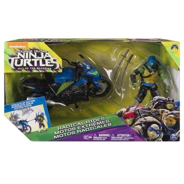 Coffret de figurines d'action Motos extrêmes Leonardo & Street Speeder de Ninja Turtles 2