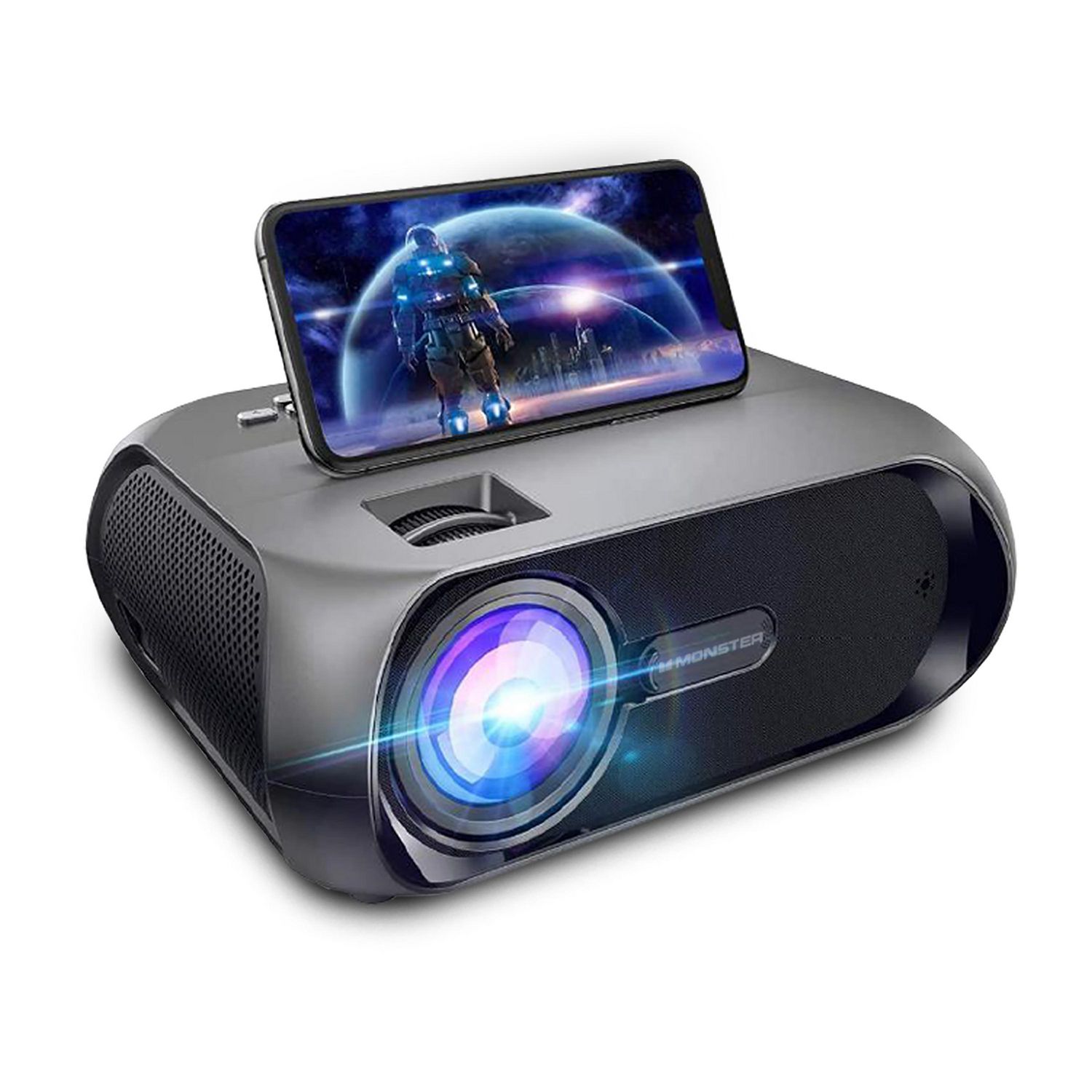 Monster Image Stream Wireless Super Bright 1080P FHD TFT LCD Projector Kit  With Included 120-Inch Screen and Travel Case MHV1-1052-CAN, 1080 FHD LCD 
