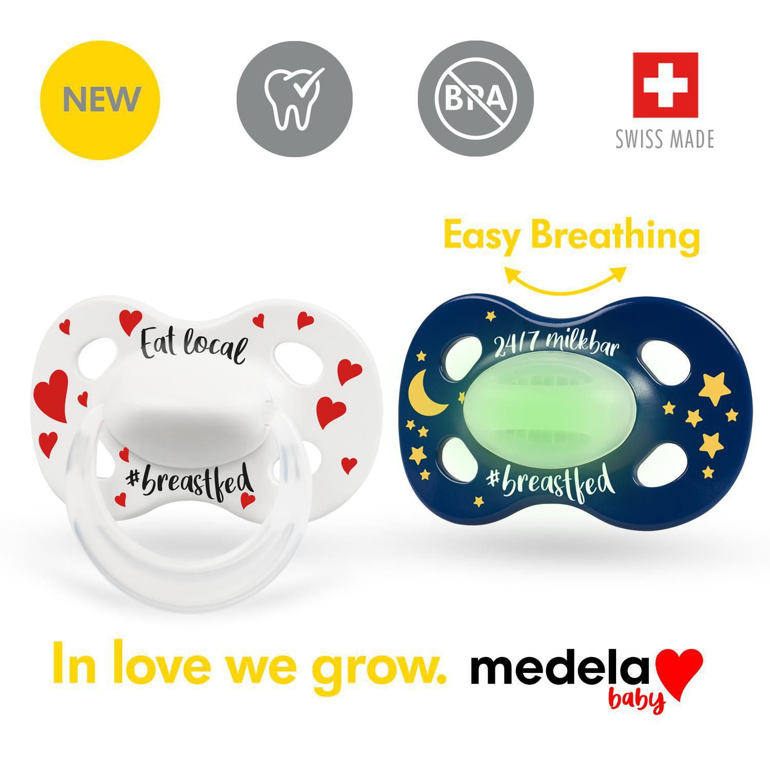 Medela Baby new DAY & NIGHT Pacifier, 24-hour set with glow in the dark pacifier, BPA free, Lightweight and orthodontic. 18+mo Unisex