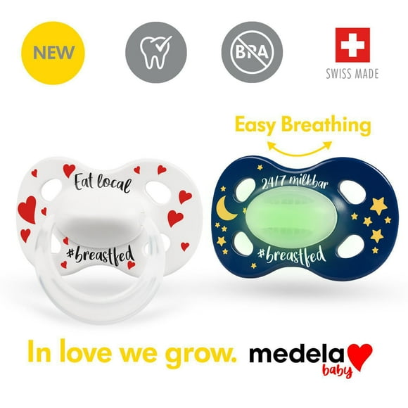 Medela Baby new DAY & NIGHT Pacifier, 24-hour set with glow in the dark pacifier, BPA free, Lightweight and orthodontic. 18+mo Unisex