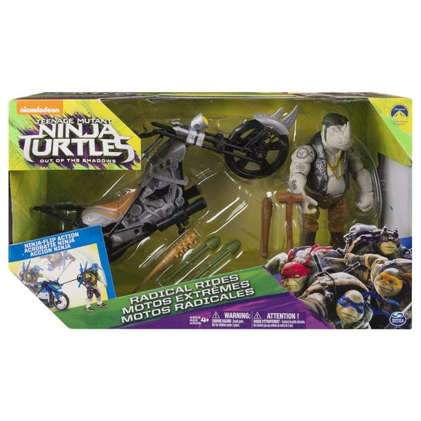 Coffret de figurines d'action Motos extrêmes Rocksteady & Rhino Chopper de Ninja Turtles 2