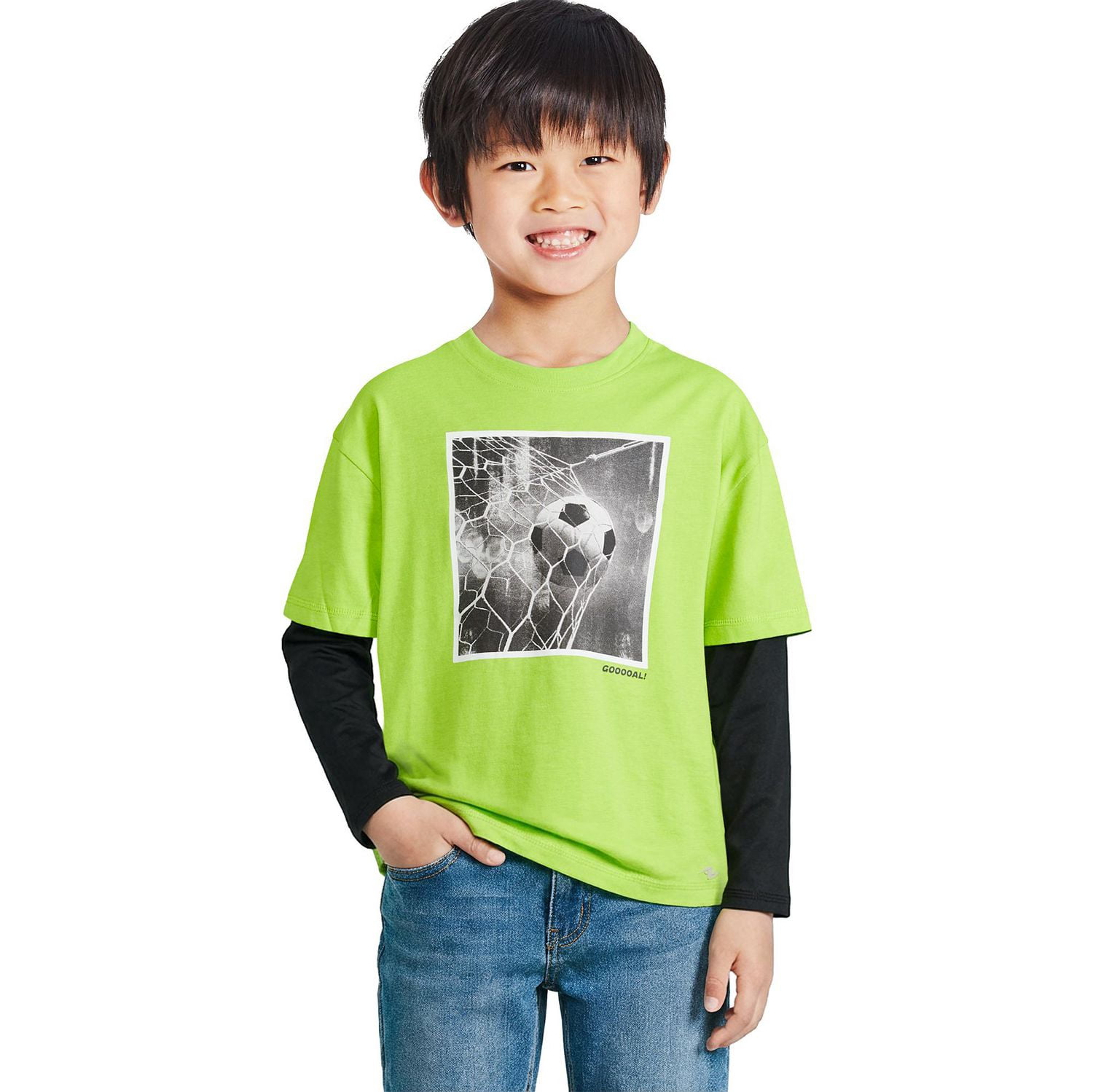 T-shirt trompe-l’œil à manches longues Athletic Works pour garçons