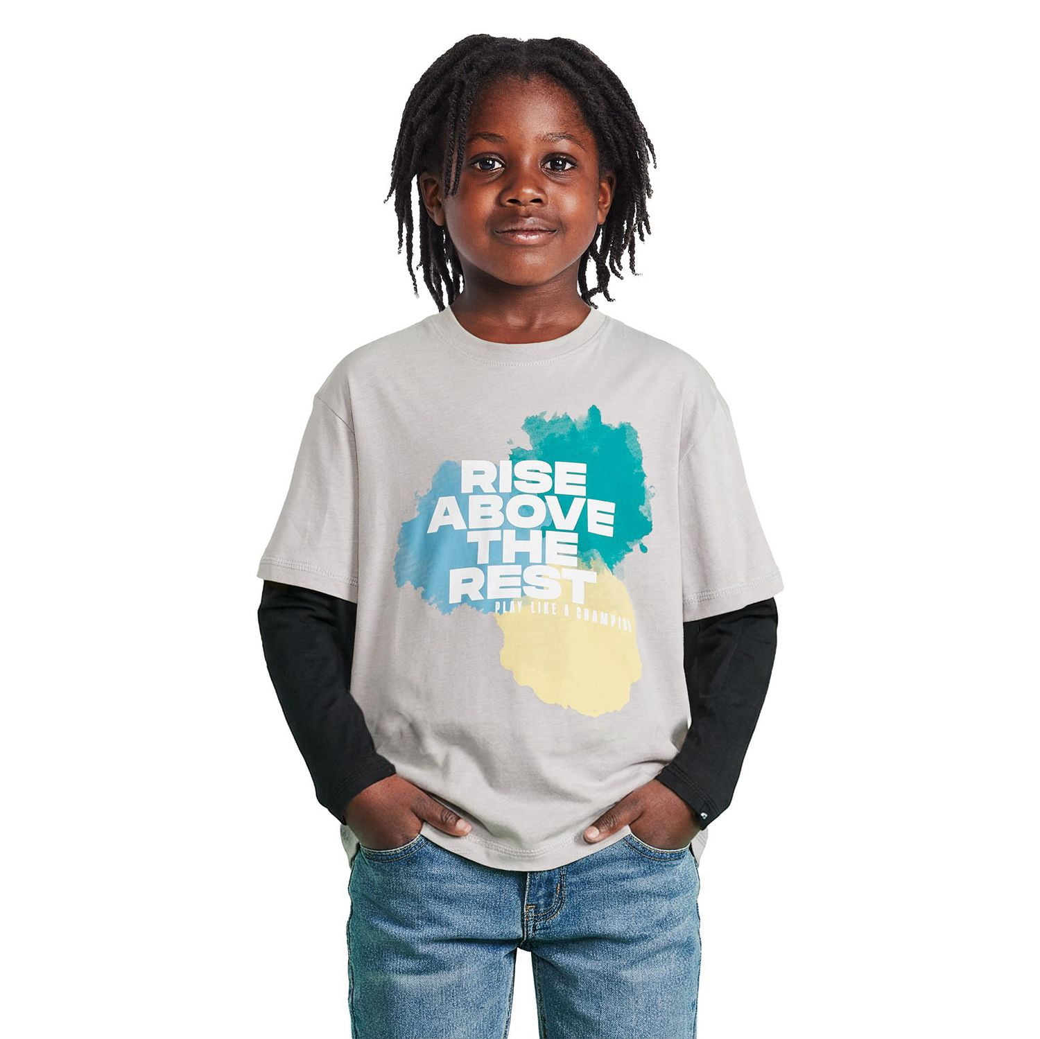 Athletic Works Boys' Long-Sleeve Fooler T-Shirt