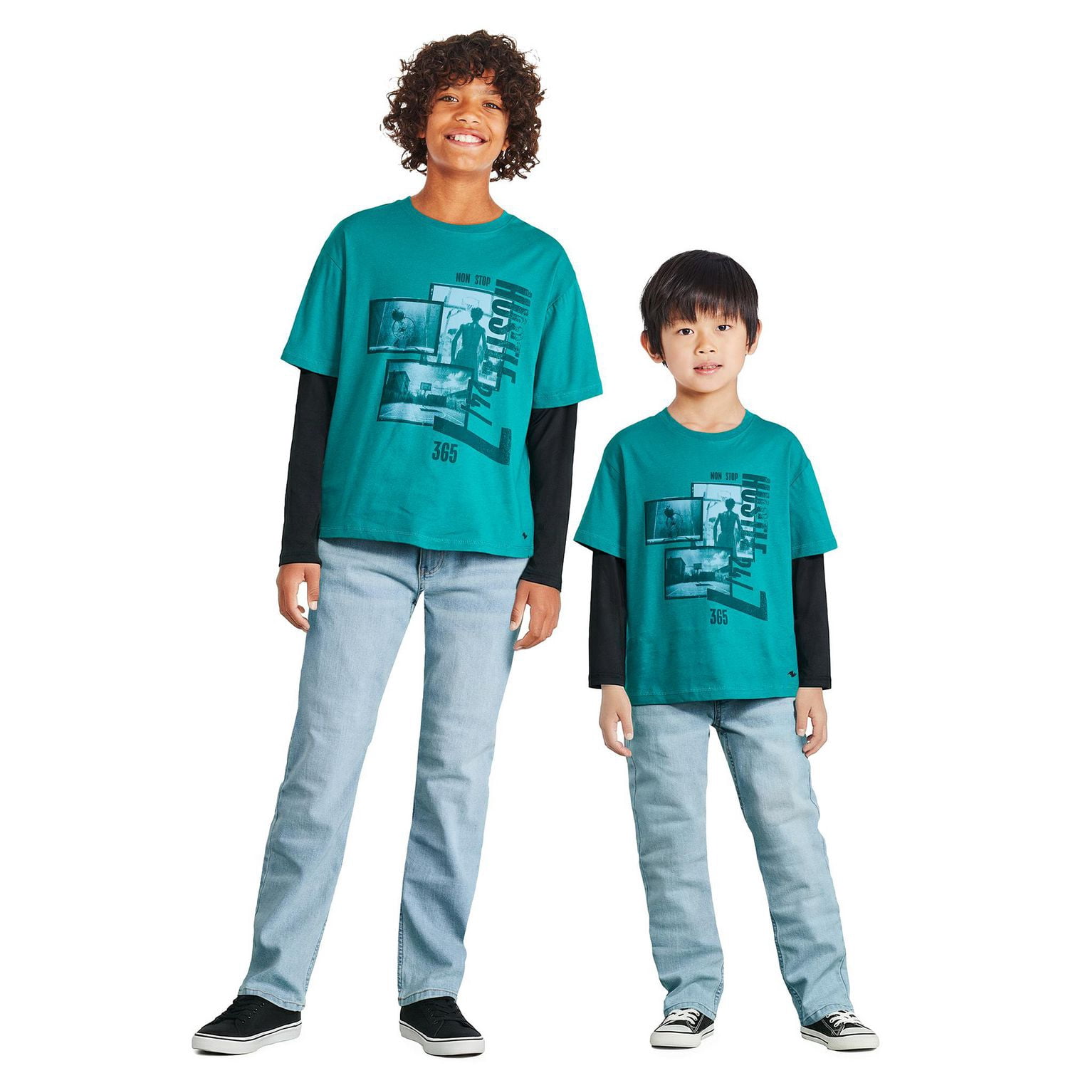 T-shirt trompe-l’œil à manches longues Athletic Works pour garçons