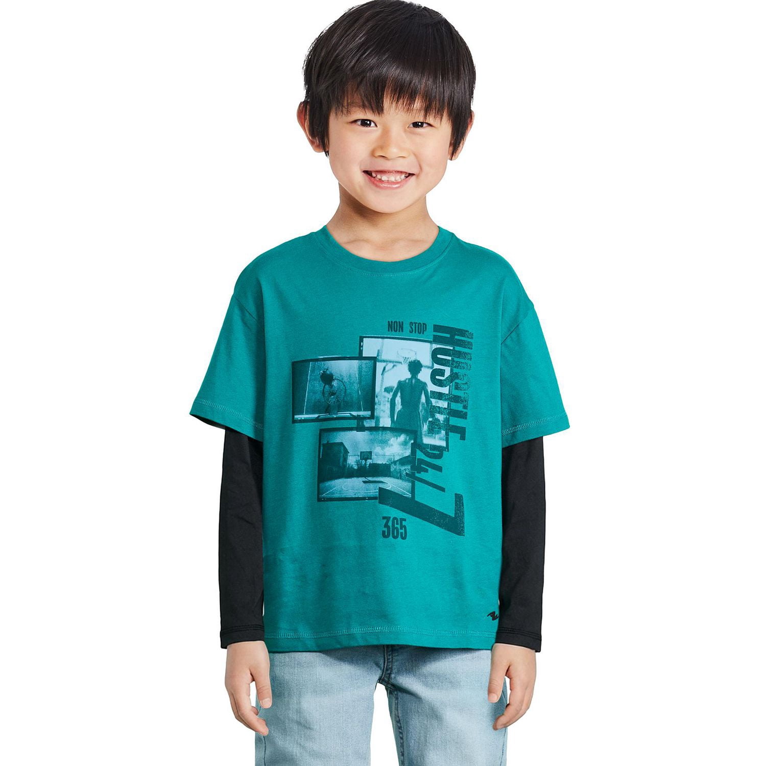 T-shirt trompe-l’œil à manches longues Athletic Works pour garçons