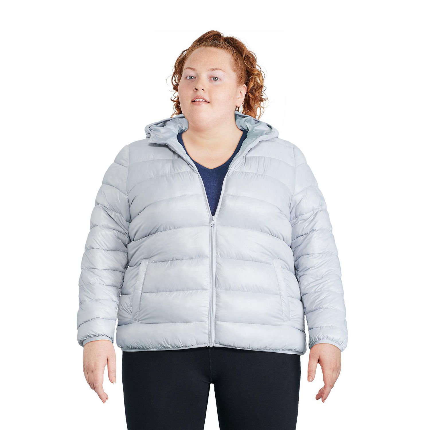 Ladies plus size puffer jackets best sale