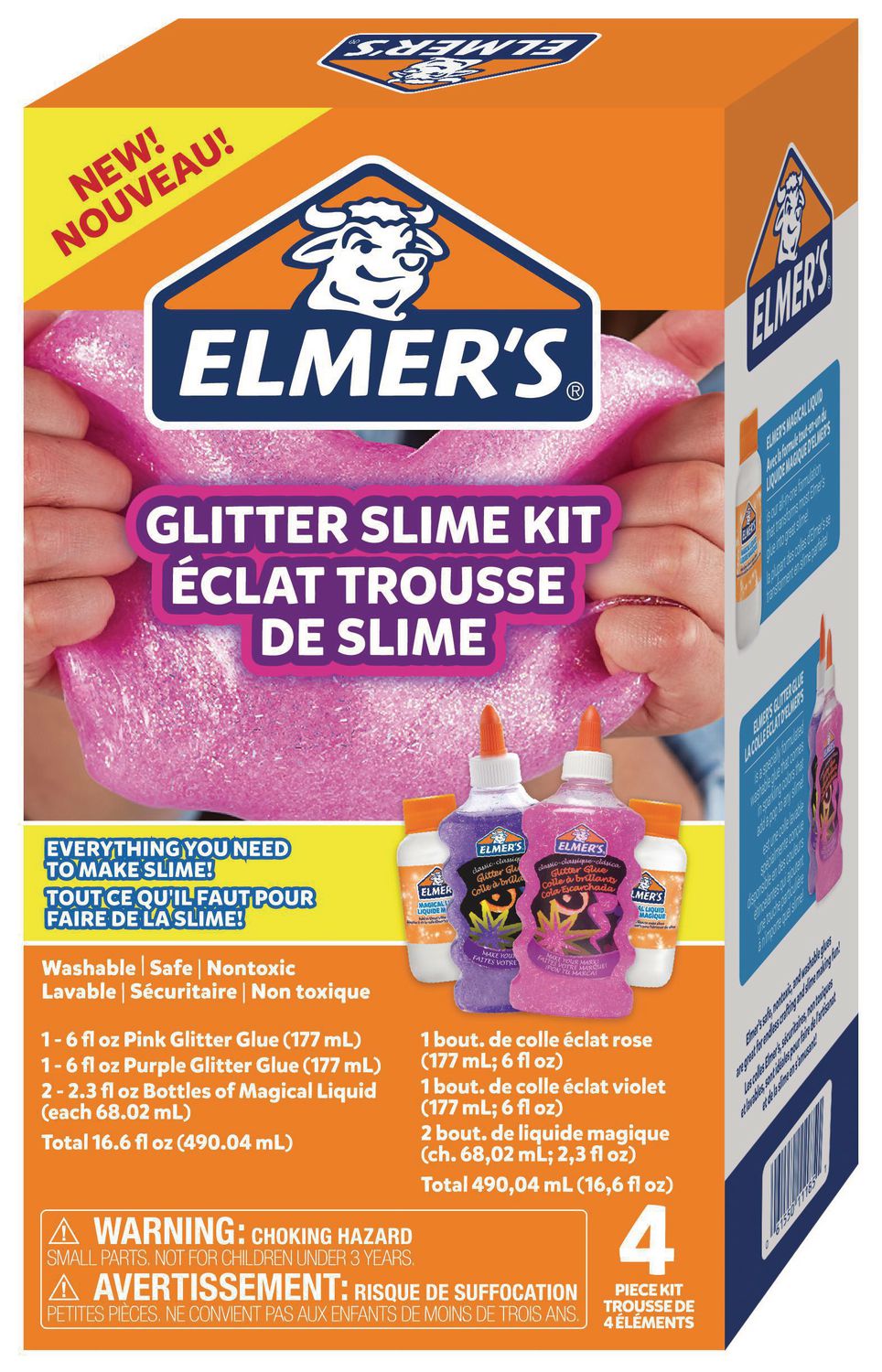 Colle de paillettes liquide rose Elmer, adhésif lavable, 6oz Slime