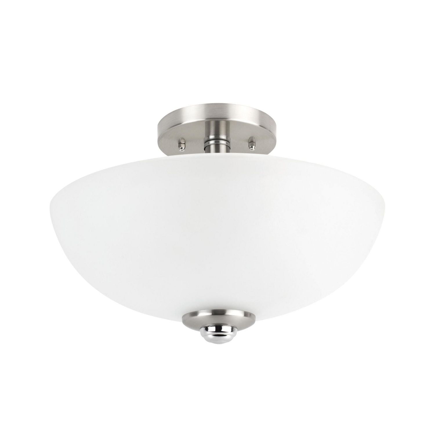 Hudson 2 Light Semi Flush Mount Ceiling Brushed Nickel Chrome Accents Frosted Glass Shade