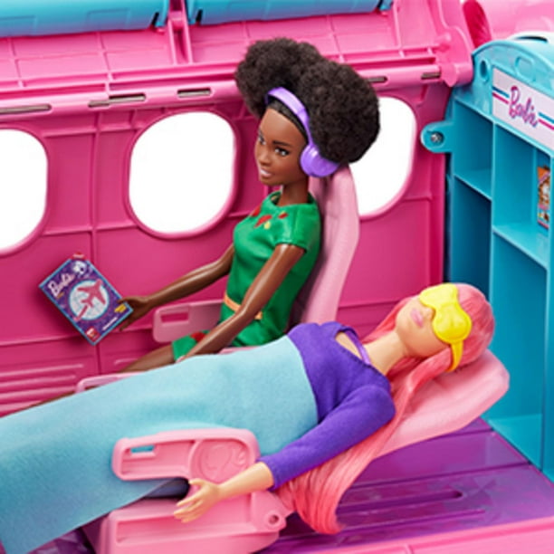 Fisher-Price Little People Barbie Little Dream Plane, Avion avec lumières,  Sons et escaliers pliants, Personnages de Barbie et Ken et Bagages, Version